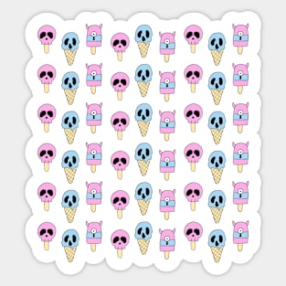 Scary ice creams pattern Sticker